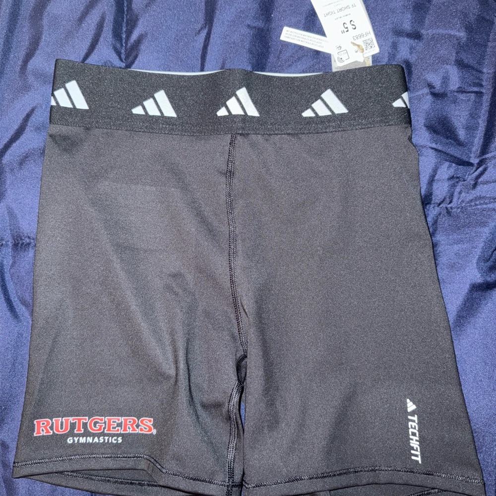 NWT Adidas Women's black Rutgers gymnastics spandex shorts